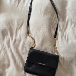 Michael Kors Black Crossbody Bag with Gold Chain